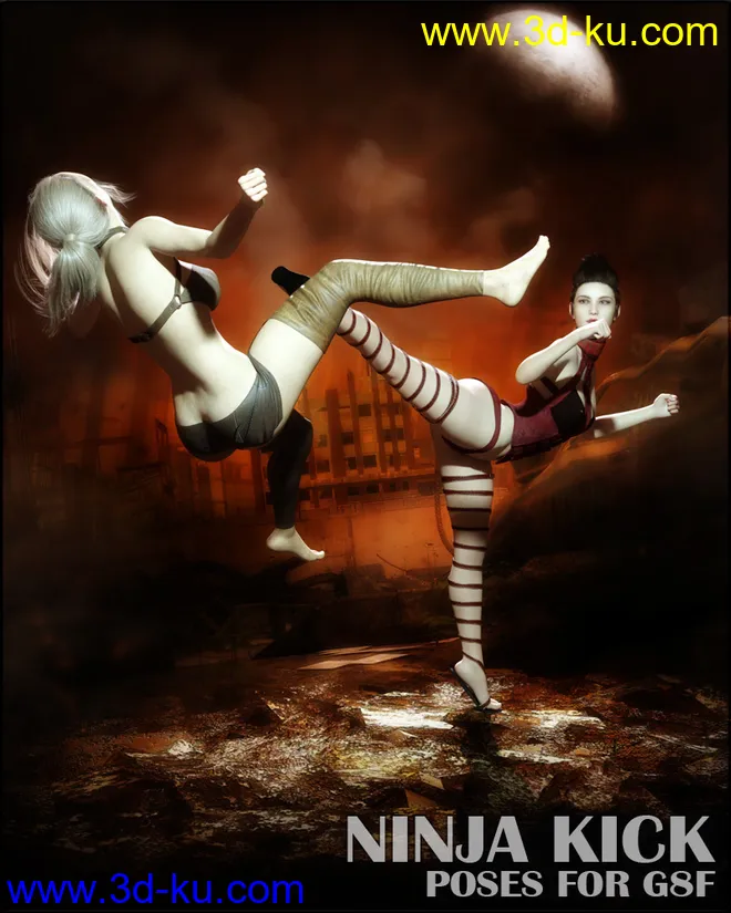 Ninja Kick Poses for G8F模型的图片1