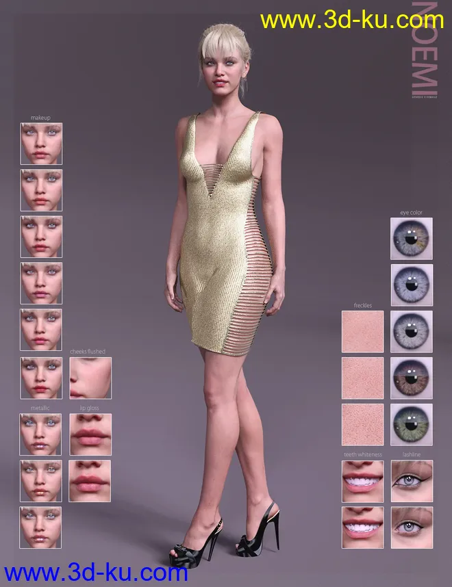 Noemi HD & Smile HD Expression for Genesis 8 Female模型的图片16