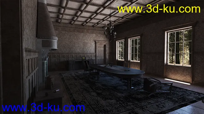 Old Royal Dining Hall Abandoned模型的图片2