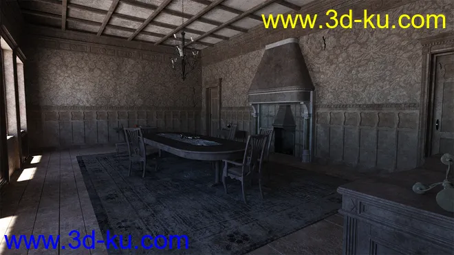 Old Royal Dining Hall Abandoned模型的图片3