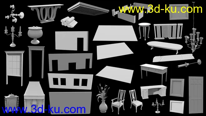 Old Royal Dining Hall Abandoned模型的图片7