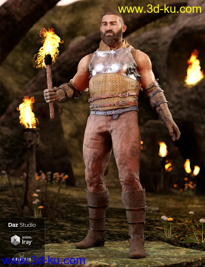 Paladin of Solitude Outfit for Genesis 8 Male(s)模型的图片1