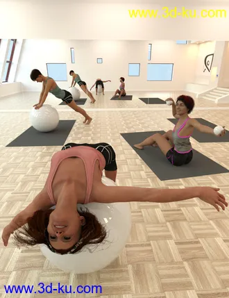 3D打印模型Pilates Poses with Ball for Genesis 8 Female(s)的图片