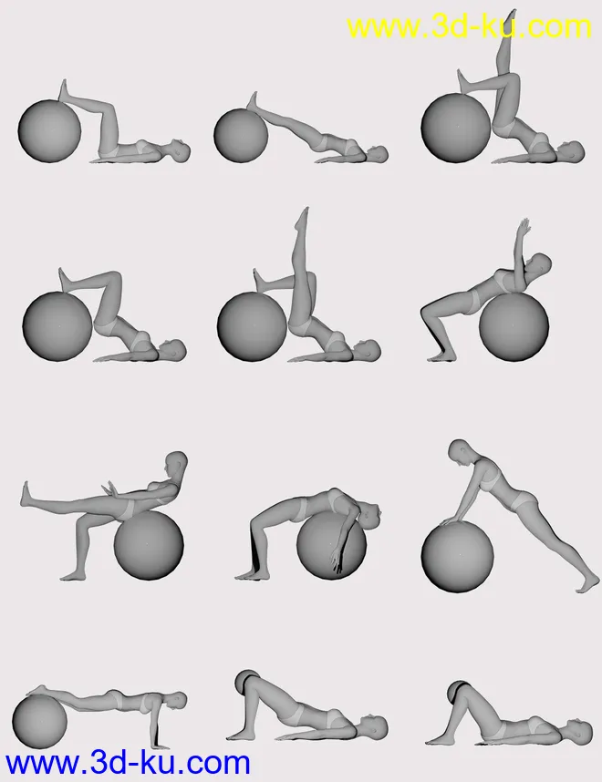Pilates Poses with Ball for Genesis 8 Female(s)模型的图片6