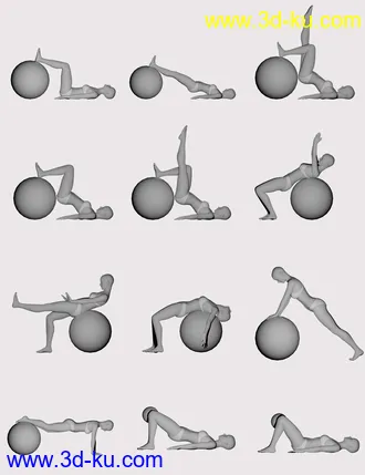 3D打印模型Pilates Poses with Ball for Genesis 8 Female(s)的图片