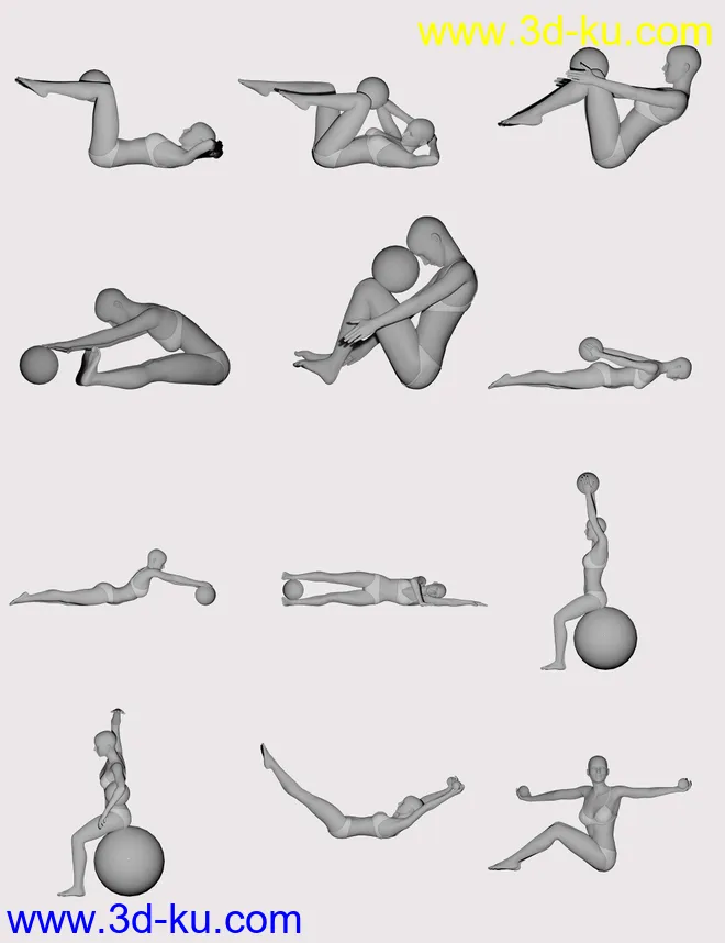 Pilates Poses with Ball for Genesis 8 Female(s)模型的图片7