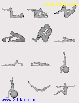 3D打印模型Pilates Poses with Ball for Genesis 8 Female(s)的图片