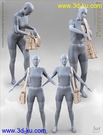 3D打印模型Purrrsed Purse and Poses for Genesis 8 Female(s)的图片