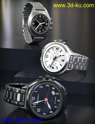 3D打印模型Round Wristwatch for Genesis 2 Male(s) and Genesis 3 Male(s)的图片