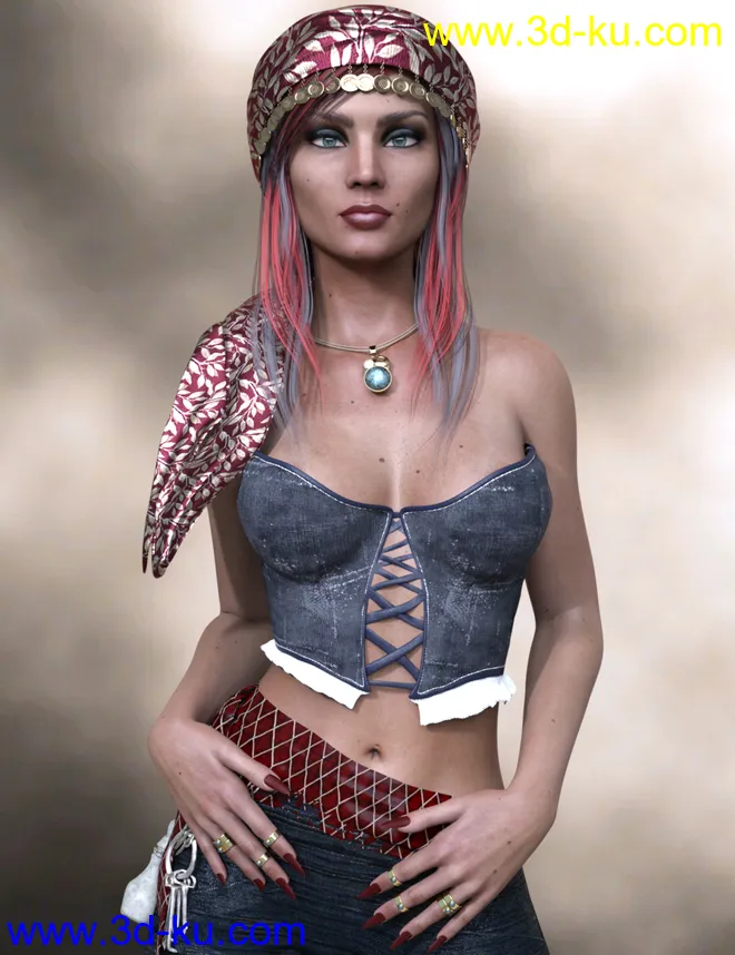 Ruby HD and Headscarf for Genesis 8 Female模型的图片6
