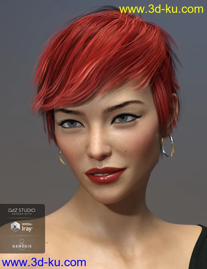 Sam Hair for Genesis 3 and 8 Female(s)模型的图片1