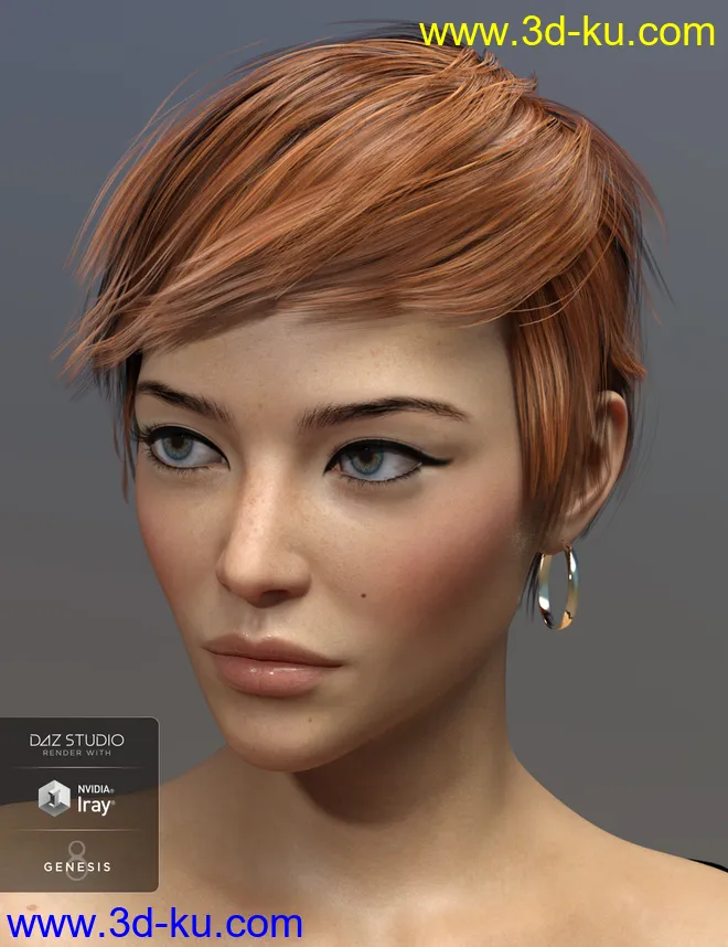 Sam Hair for Genesis 3 and 8 Female(s)模型的图片2