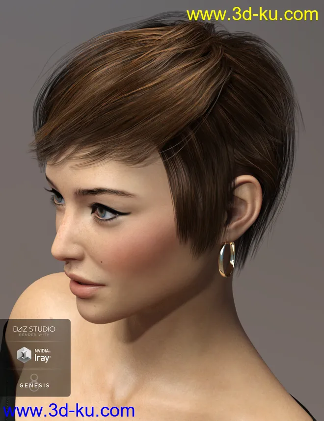 Sam Hair for Genesis 3 and 8 Female(s)模型的图片4