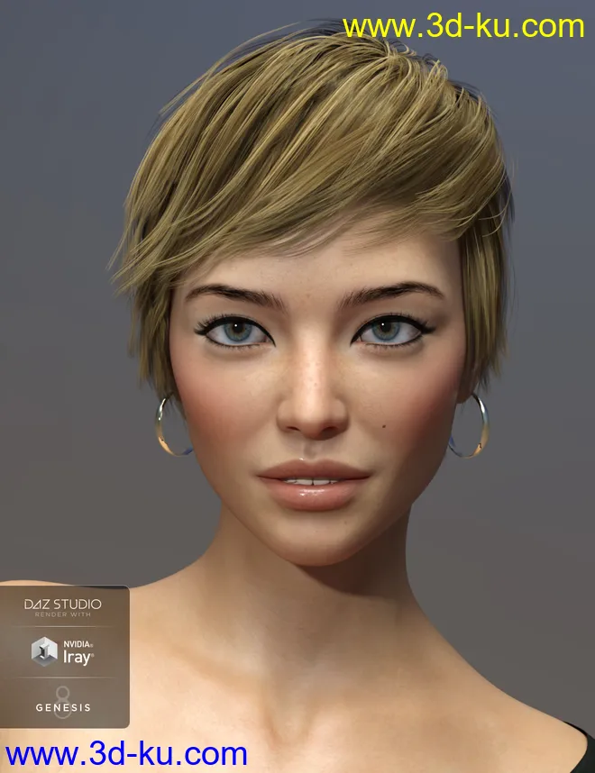 Sam Hair for Genesis 3 and 8 Female(s)模型的图片5