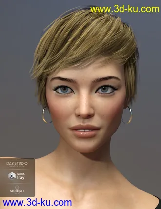 3D打印模型Sam Hair for Genesis 3 and 8 Female(s)的图片