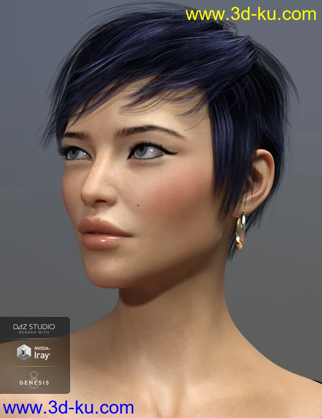 Sam Hair for Genesis 3 and 8 Female(s)模型的图片6