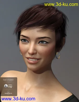 3D打印模型Sam Hair for Genesis 3 and 8 Female(s)的图片