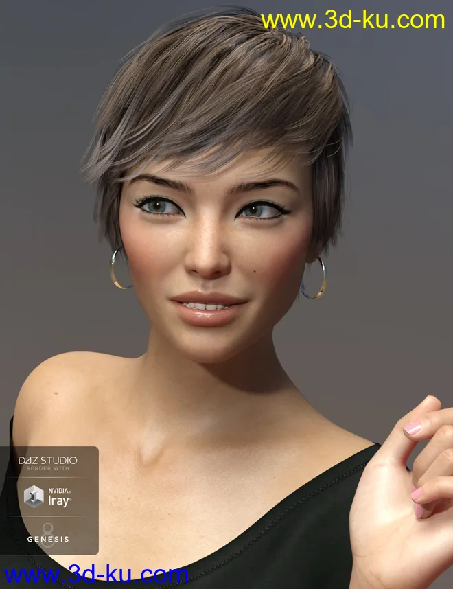 Sam Hair for Genesis 3 and 8 Female(s)模型的图片8