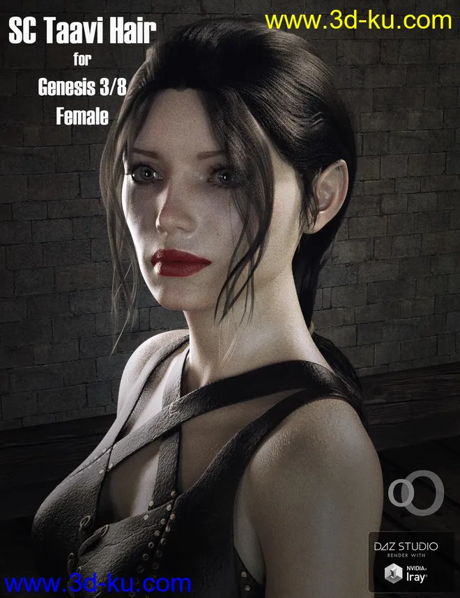 SC Taavi Hair for Genesis 3 and 8 Female模型的图片1