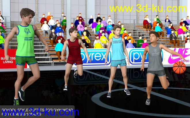 School Sports Outfits for Gym Wear for Genesis 8 Males模型的图片1