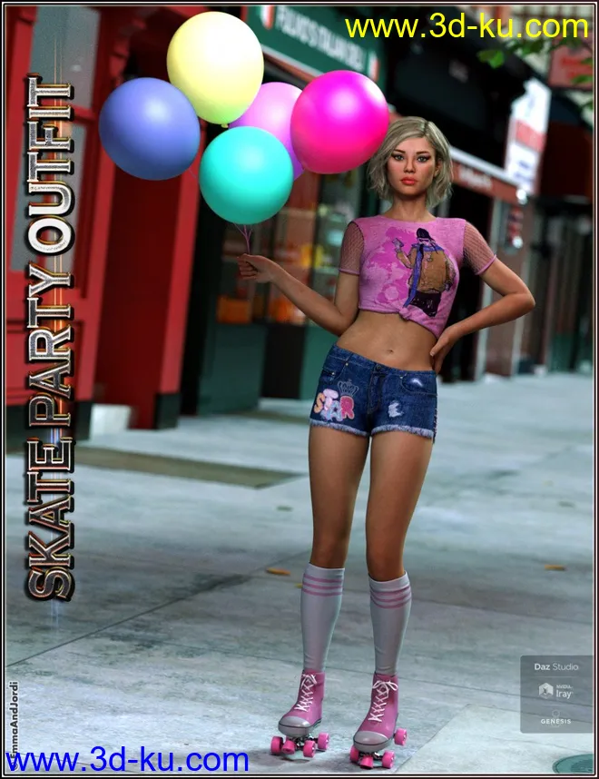 Skate Party Outfit and Poses For Genesis 8 Female(s)模型的图片1