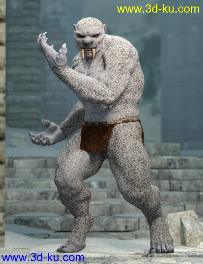 Snow Beast with dForce Hair for Genesis 8 Male模型的图片2