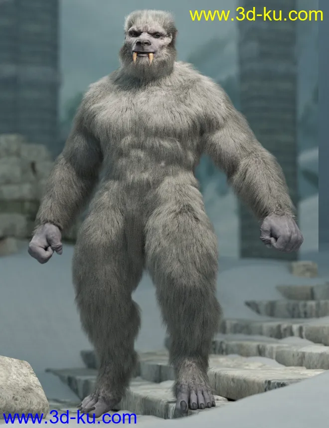 Snow Beast with dForce Hair for Genesis 8 Male模型的图片3