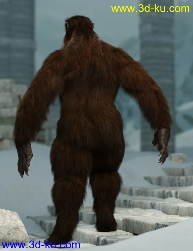 Snow Beast with dForce Hair for Genesis 8 Male模型的图片4