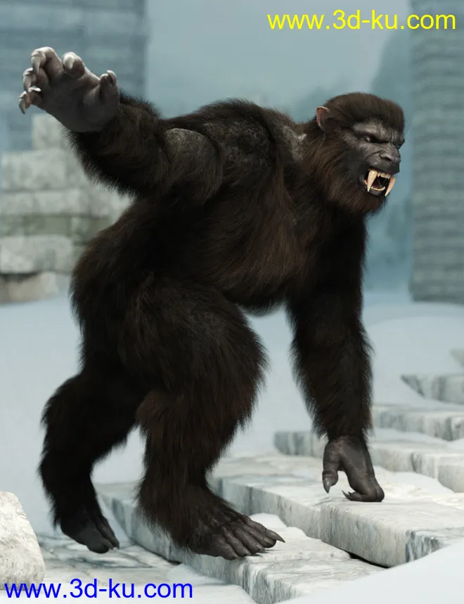 Snow Beast with dForce Hair for Genesis 8 Male模型的图片5