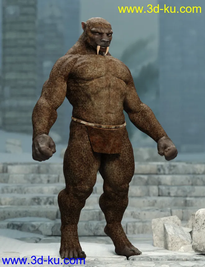 Snow Beast with dForce Hair for Genesis 8 Male模型的图片7