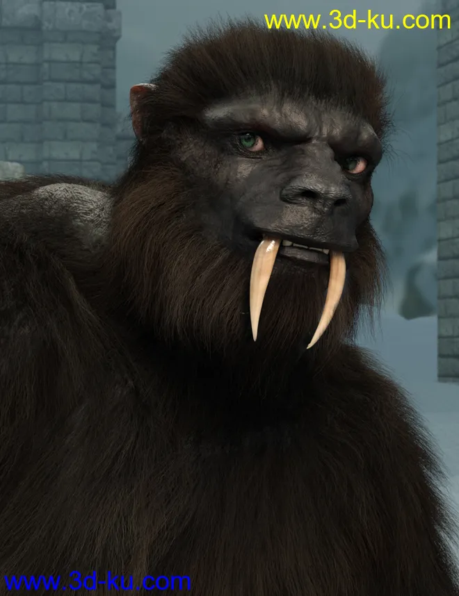 Snow Beast with dForce Hair for Genesis 8 Male模型的图片8