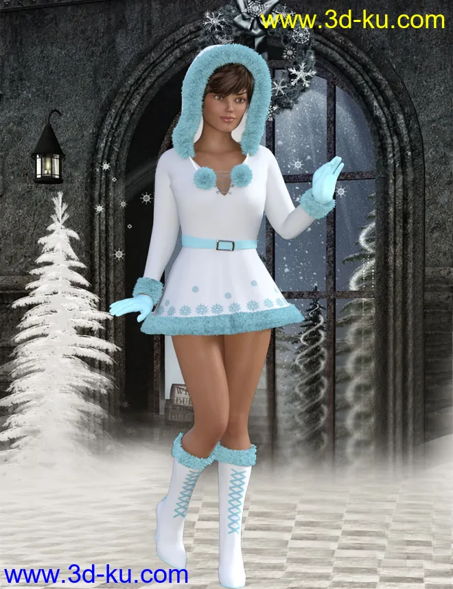 Snow Maiden Outfit for Genesis 8 Female模型的图片2