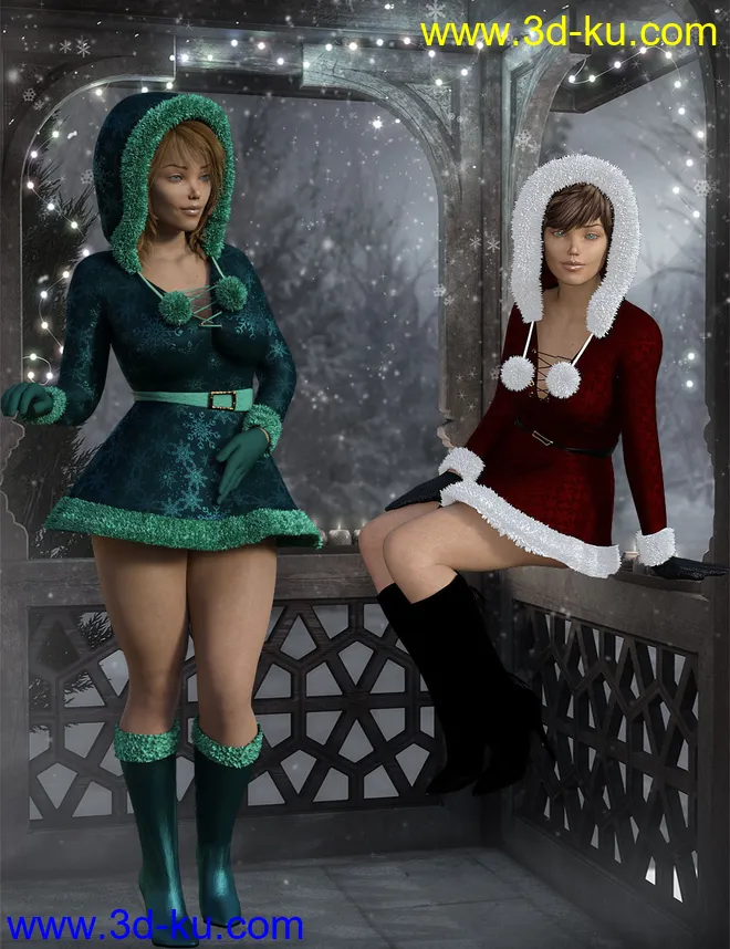 Snow Maiden Outfit for Genesis 8 Female模型的图片4