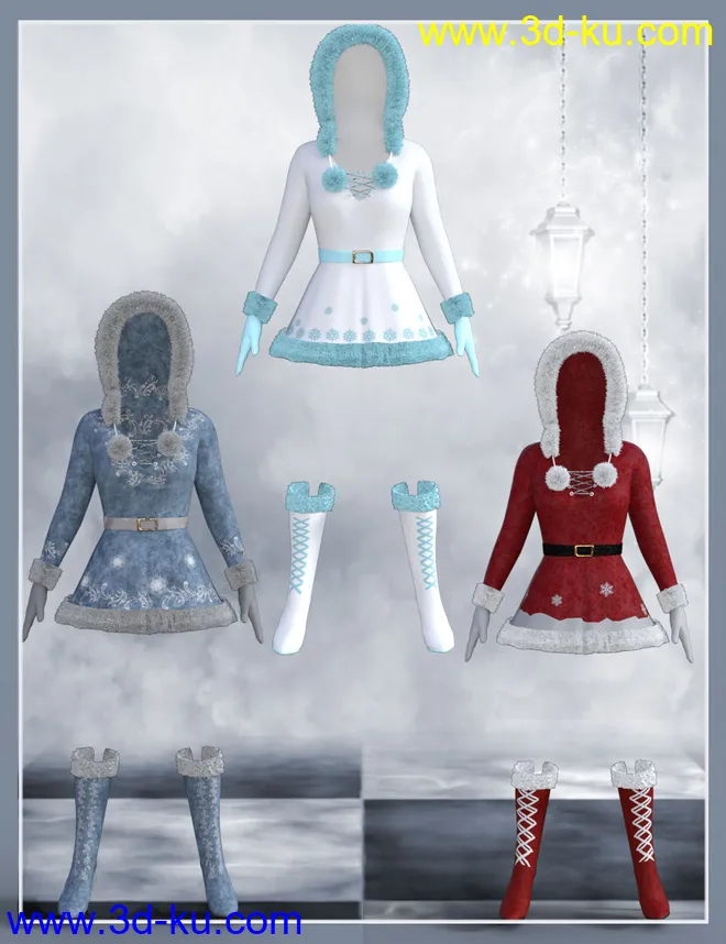 Snow Maiden Outfit for Genesis 8 Female模型的图片7