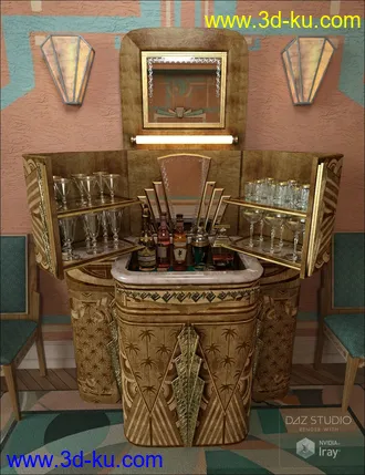 3D打印模型South Beach Deco Bar Cabinet的图片