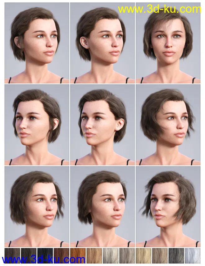 SP Hair 005 for Genesis 3 and 8 Female(s)模型的图片11