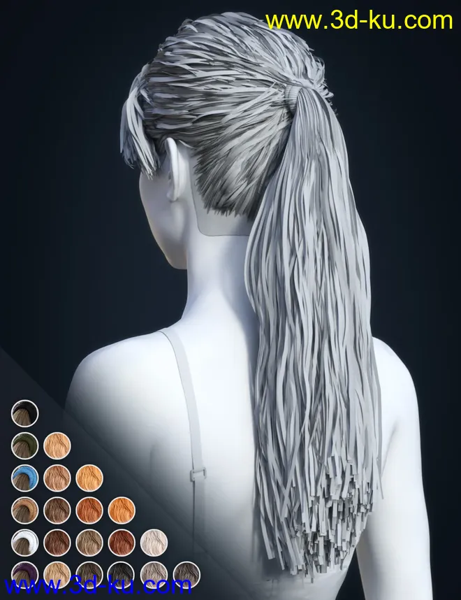 SP Hair 008 for Genesis 3 and 8 Female(s)模型的图片8