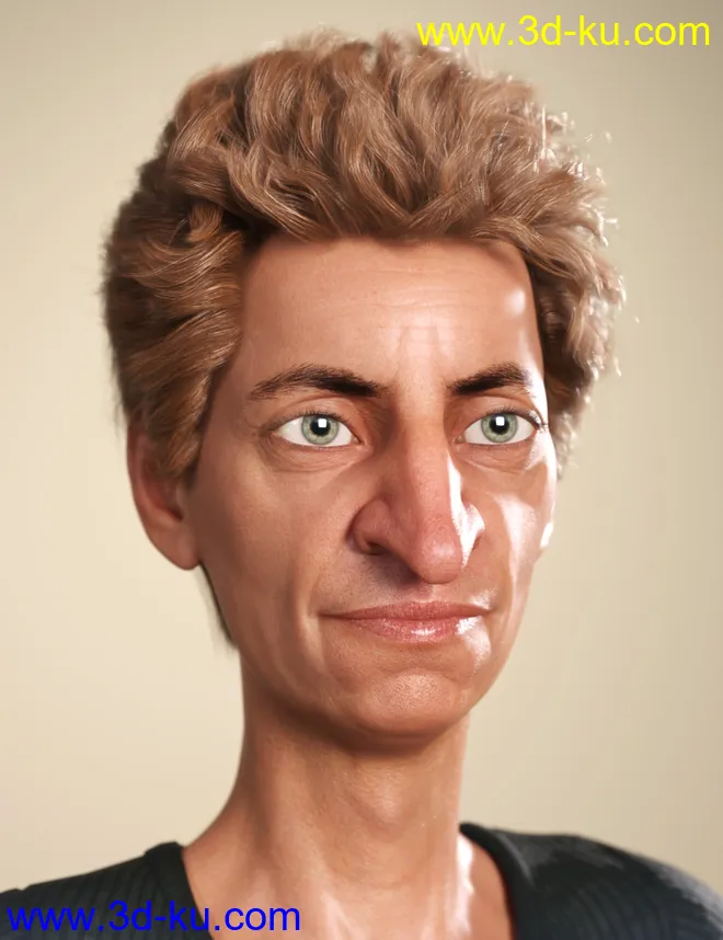 SP Hair 009 for Genesis 3 and 8 Male(s)模型的图片3