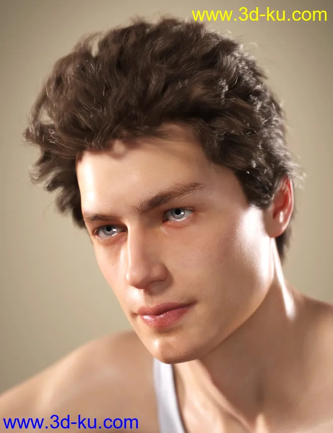 SP Hair 009 for Genesis 3 and 8 Male(s)模型的图片5