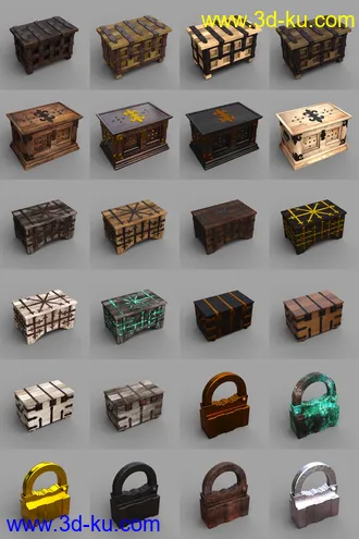 3D打印模型Strongboxes, Locks and Keys的图片