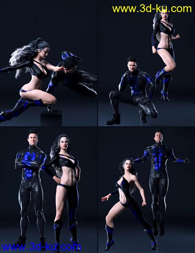 Super Couple Pose Set for Genesis 8模型的图片3