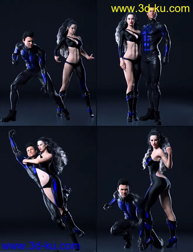 Super Couple Pose Set for Genesis 8模型的图片4