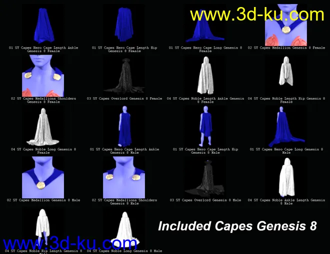 SY dForce Capes for Genesis 8模型的图片10