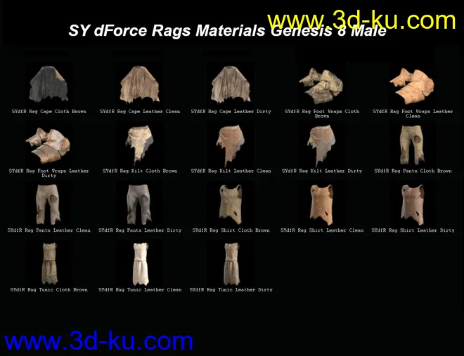 SY dForce Rags for Genesis 8 Male(s)模型的图片9