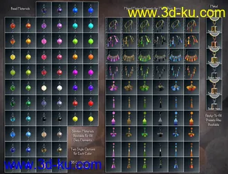3D打印模型Tassel Jewelry Mega Pack for Genesis 8 Female(s)的图片