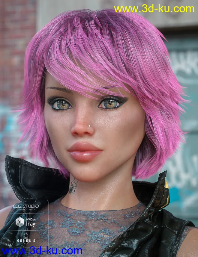 Textured Bob Hair for Genesis 8 and 3 Female(s)模型的图片1