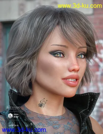 3D打印模型Textured Bob Hair for Genesis 8 and 3 Female(s)的图片