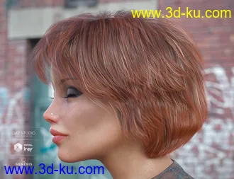 3D打印模型Textured Bob Hair for Genesis 8 and 3 Female(s)的图片