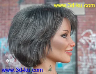 3D打印模型Textured Bob Hair for Genesis 8 and 3 Female(s)的图片