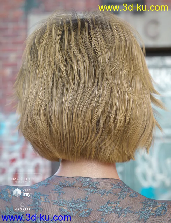 Textured Bob Hair for Genesis 8 and 3 Female(s)模型的图片5